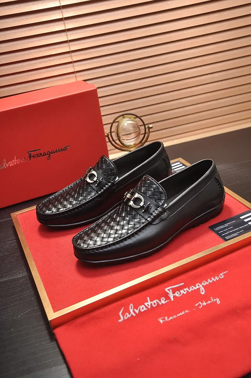 Men's shoes 💰500💶[Ferragamo/Ferragamo] The latest model in the counter. Original imported open-sided high-quality cowhide hand-woven + imported 🐂 cowhide + original luxury metal buckle + original combination outsole. Comparison without pressure 38--44🎉